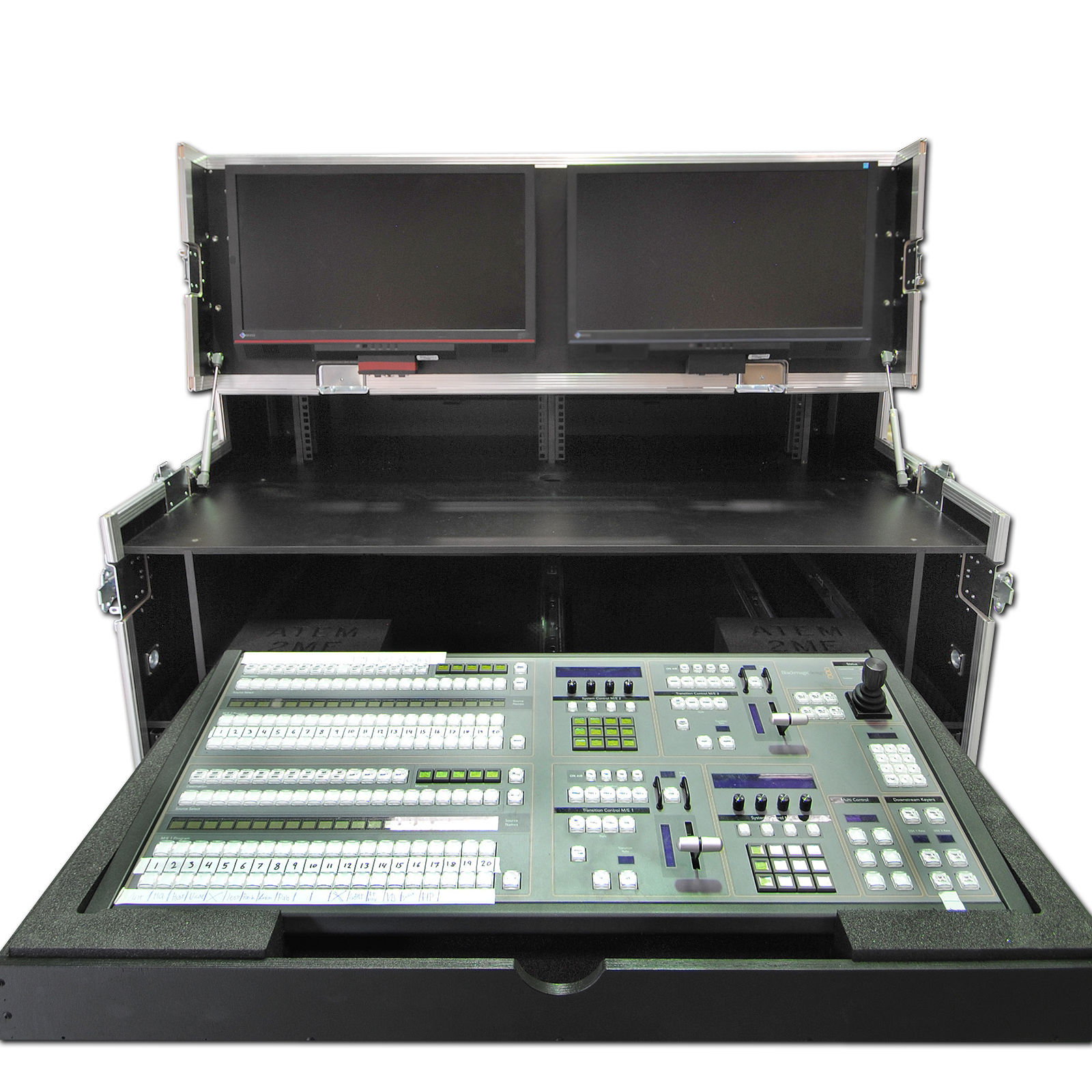 Twin 10u PPU Rack Case With Pull Out Drawer And TFT Mounting Facilities